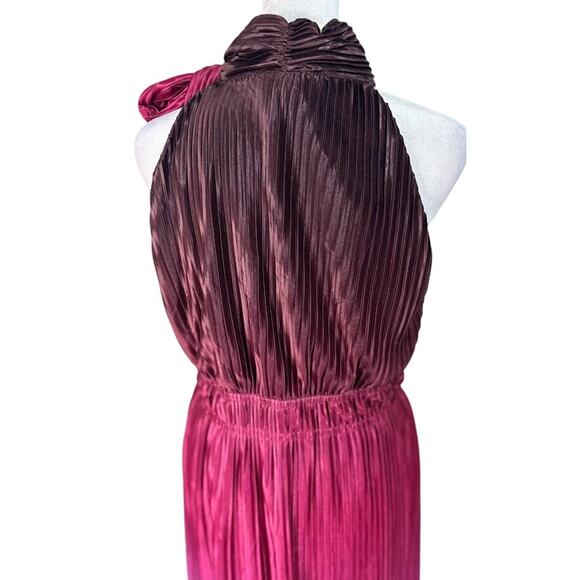 Anne Klein Purple/Pink Ombre Pleated Tie Neck Midi Cocktail Dress Size 4 NWT - Picture 6 of 10